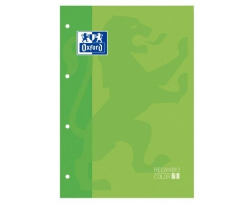 RECAMBIO OXFORD CLASSIC CUADERNO A4 A4+ 80 HOJAS 90 GRAMOS 4 TALADROS CUADRICULA 5X5 ENMARCADO VERDE MANZANA 400123674