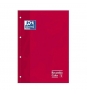 RECAMBIO OXFORD CUADERNO A4 80 HOJAS 4 TALADROS CUADRICULA 5X5 ROJO 400123673 