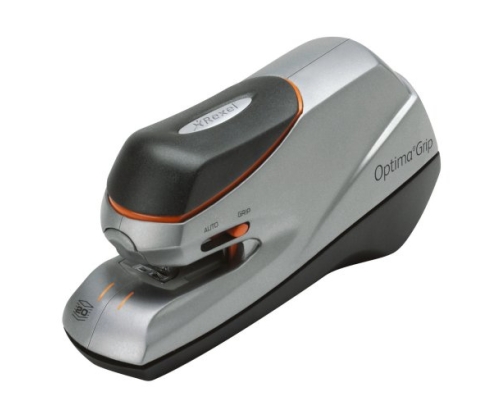 Rexel Grapadora Optima Grip eléctrica plateada/negra
