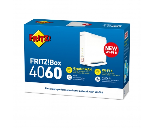 ROUTER AVM FRITZ!Box 4060 International - Router 4x4 WiFi AX 6000 Mbit/s, interfaz en Español  20002952