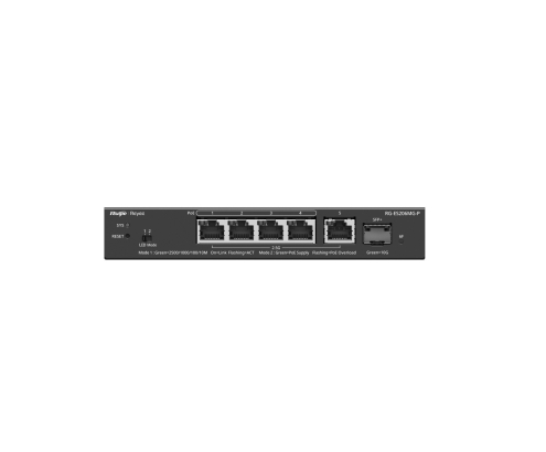 Ruijie Networks RG-ES206MG-P switch Gestionado L2 2.5G Ethernet (100/1000/2500) Energía sobre Ethernet (PoE) Montaje en pared/escritorio Negro