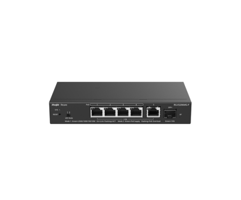 Ruijie Networks RG-ES206MG-P switch Gestionado L2 2.5G Ethernet (100/1000/2500) Energía sobre Ethernet (PoE) Montaje en pared/escritorio Negro