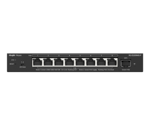 Ruijie Networks RG-ES209MG-P switch No administrado L2 2.5G Ethernet (100/1000/2500) Energía sobre Ethernet (PoE) Negro