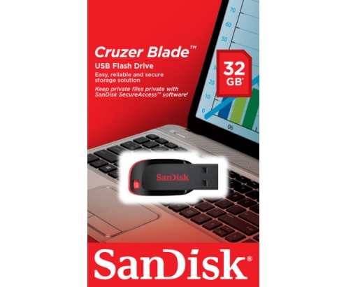 SanDisk Cruzer Blade unidad flash USB 32 GB USB tipo A 2.0 Negro, Rojo