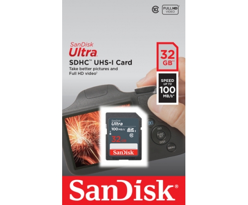 SanDisk Ultra 32GB SDHC Mem Card 100MB/s memoria flash UHS-I Clase 10