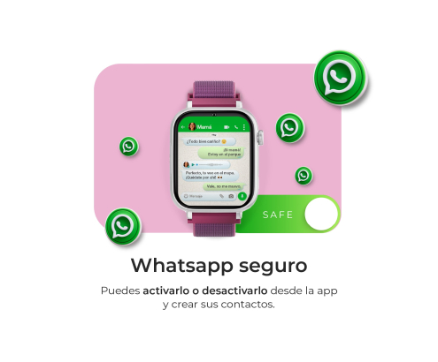 SaveWatch Plus 4G Blanco con Correa Negra de Silicona para Niños