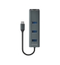 Savio AK-57 USB-C - 3 x USB-A HUB with RJ-45 Gigabit Ethernet adapter 5000 Mbit/s grey 2 x USB 3.2 Gen 2 (3.1 Gen 2) Type-C 1000 Mbit/s
