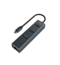 Savio AK-57 USB-C - 3 x USB-A HUB with RJ-45 Gigabit Ethernet adapter 5000 Mbit/s grey 2 x USB 3.2 Gen 2 (3.1 Gen 2) Type-C 1000 Mbit/s