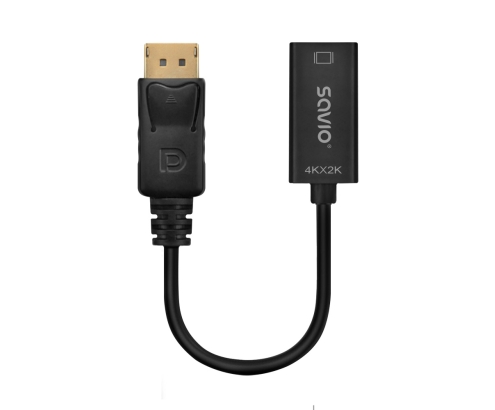 Savio AK-62 adaptador de cable de vídeo 0,2 m DisplayPort HDMI Negro