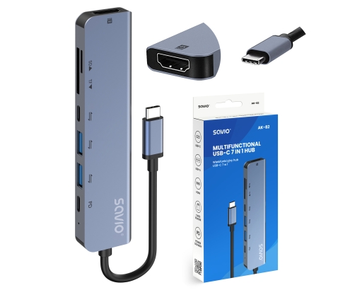 Savio AK-82 hub de interfaz USB Tipo C 5000 Mbit/s Negro