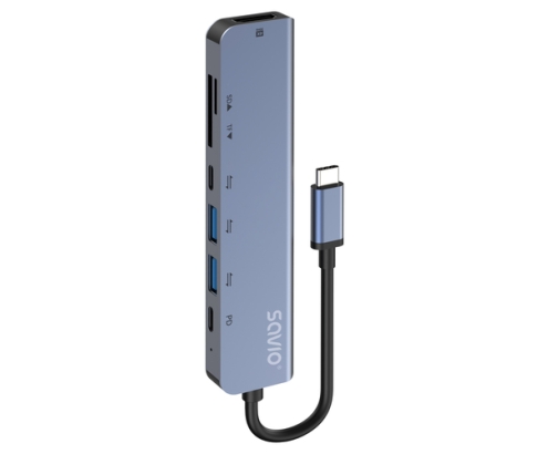 Savio AK-82 hub de interfaz USB Tipo C 5000 Mbit/s Negro