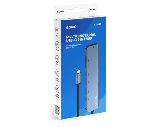 Savio AK-82 hub de interfaz USB Tipo C 5000 Mbit/s Negro