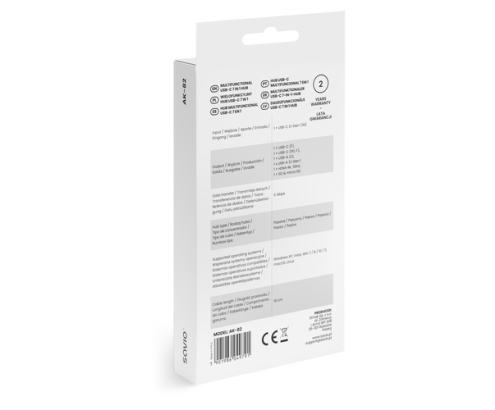 Savio AK-82 hub de interfaz USB Tipo C 5000 Mbit/s Negro