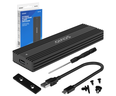 Savio AK-84 caja para disco duro externo Caja externa para unidad de estado sólido (SSD) Negro M.2