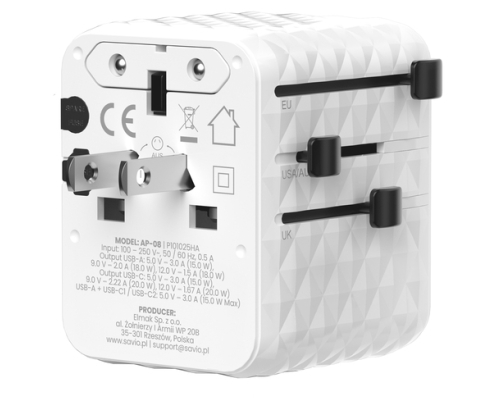 Savio AP-08 adaptador e inversor de corriente 20 W Blanco