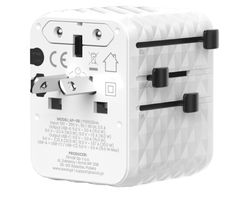 Savio AP-08 adaptador e inversor de corriente 20 W Blanco