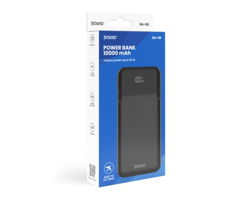 Savio BA-08 batería externa Polímero de litio 1000 mAh Negro