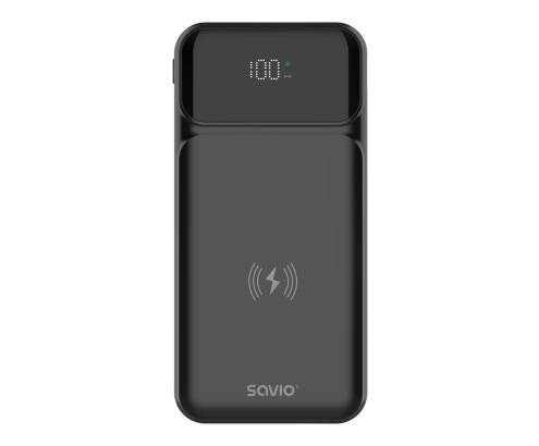 Savio BA-09 batería externa Polímero de litio 37 mAh Cargador inalámbrico Negro