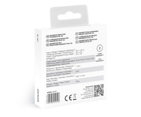 Savio LA-11 cargador de dispositivo móvil Teléfono móvil, Universal Blanco CC Cargador inalámbrico Interior
