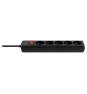Savio LZ-16 base múltiple 1,8 m 5 salidas AC Interior Negro