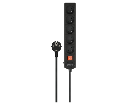 Savio LZ-16 base múltiple 1,8 m 5 salidas AC Interior Negro
