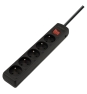 Savio LZ-18 base múltiple 5 m 5 salidas AC Interior Negro