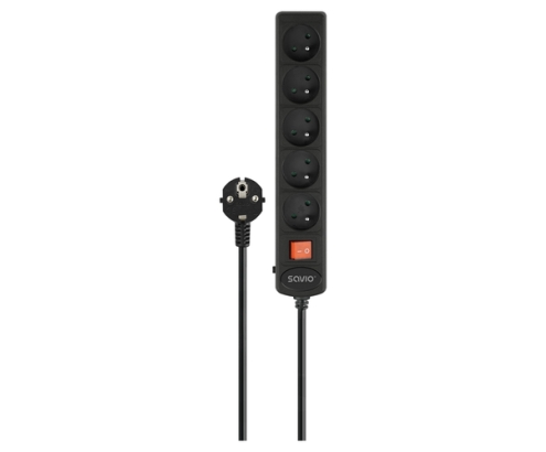 Savio LZ-18 base múltiple 5 m 5 salidas AC Interior Negro