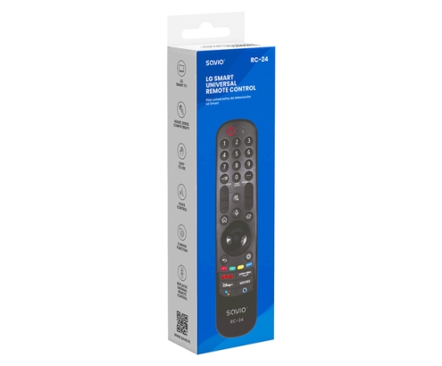 Savio RC-24 mando a distancia IR inalámbrico TV, Universal Botones