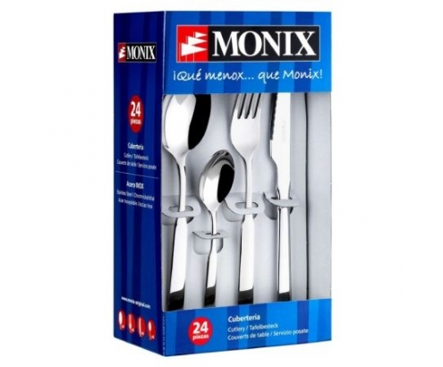 SET 24 PIEZAS CUBIERTOS MONIX REIMS ACERO INOXIDABLE 18 C 1.8MM 6 CUCHARAS 6 TENEDORES 6 CUCHILLOS 6 CUCHARAS CAFE M121973