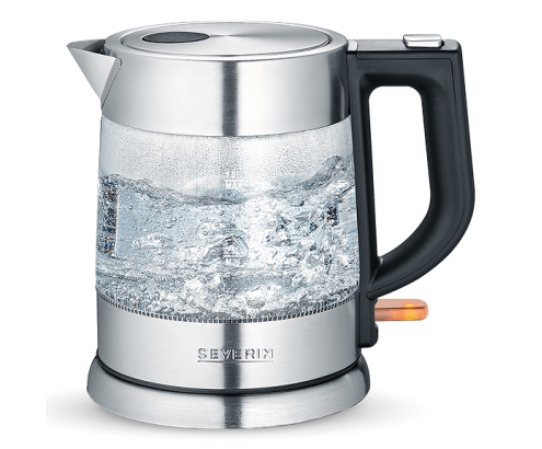 Severin WK 3468 tetera eléctrica 1 L 2200 W Negro, Acero inoxidable, Transparente