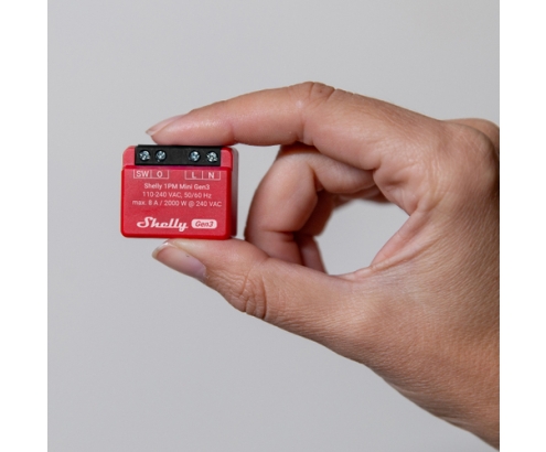 Shelly 1PM Mini Gen3 Interruptor inteligente 1P Rojo