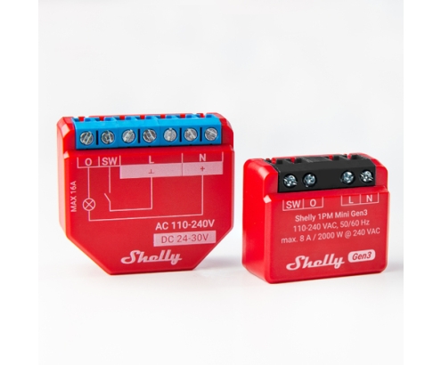 Shelly 1PM Mini Gen3 Interruptor inteligente 1P Rojo