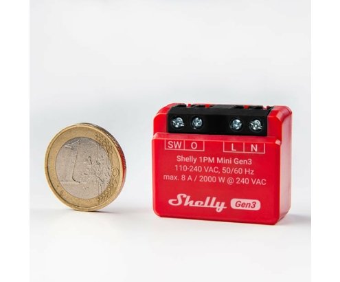 Shelly 1PM Mini Gen3 Interruptor inteligente 1P Rojo