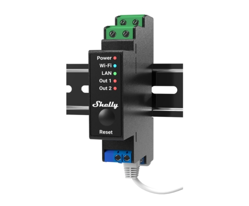 Shelly Pro 2PM alimentación del relé Negro 2