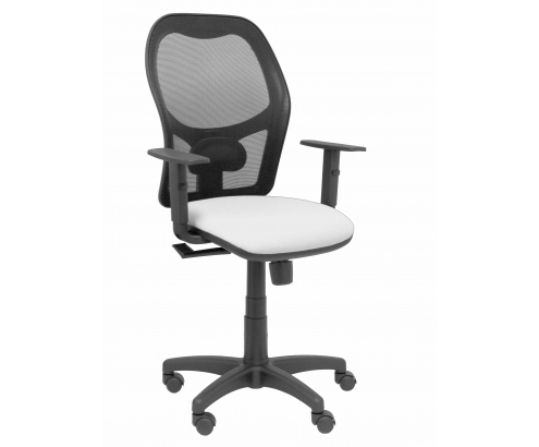 Silla Alocén malla negra asiento bali blanco brazos regulables