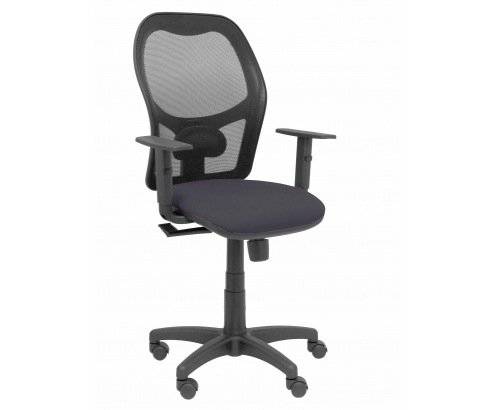 Silla Alocén malla negra asiento bali gris oscuro brazos regulables