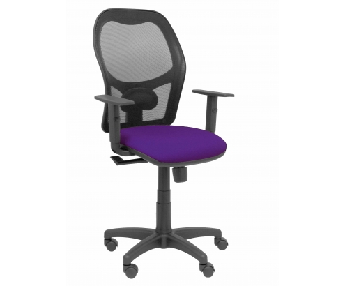 Silla Alocén malla negra asiento bali morado brazos regulables