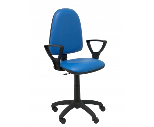 Silla Ayna similpiel antibacterias azul con brazos fijos 04CPSPX229B8RN