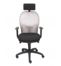 Silla Jorquera malla gris asiento bali negro cabecero regulable