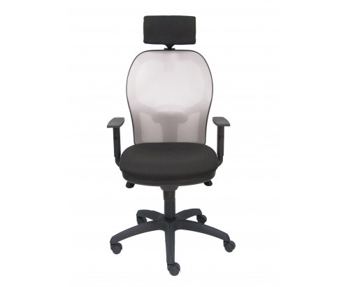 Silla Jorquera malla gris asiento bali negro cabecero regulable