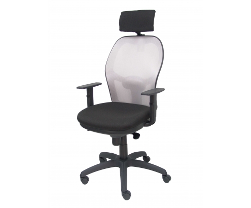 Silla Jorquera malla gris asiento bali negro cabecero regulable