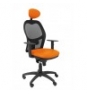 SILLA JORQUERA MALLA NEGRO CABECERO FIJO ASIENTO SIMILPIEL NARANJA 15SNSPNAC