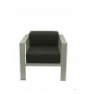 SILLON DE ESPERA LAZARO SIMILPIEL NEGRO CHASIS PLATA 52SPNE