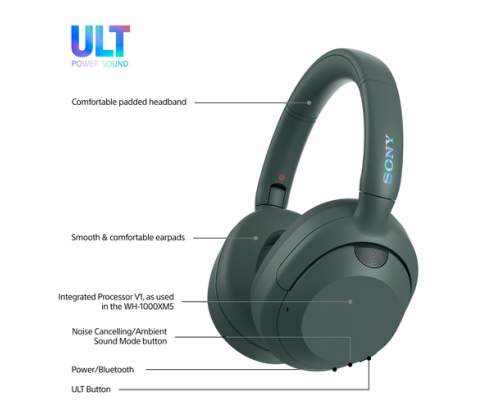 Sony WHULT900NH auricular y casco Auriculares Inalámbrico y alámbrico Diadema Llamadas/Música Bluetooth Verde