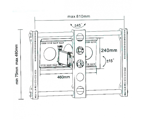SOPORTE PARED DTI SOP-3020 ORIENTABLE PROFUNDIDAD HORIZONTAL VERTICAL 40P - 80P NEGRO SOP-3020