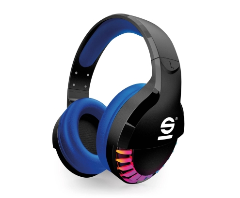 Sparco SPWHEADPHONE auricular y casco Auriculares Inalámbrico Diadema Juego USB Tipo C Negro, Azul