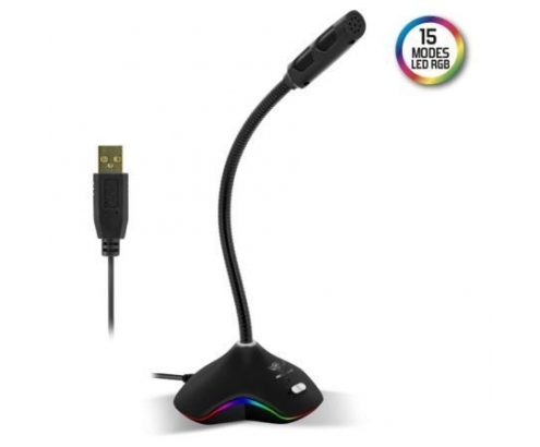 SPIRIT OF GAMER EKO300 MICRÍ“FONO + FILTRO REDUCTOR RUIDO LED RGB 15 MODOS BASE ANTIDESLIZANTE NEGRO MIC-EKO300
