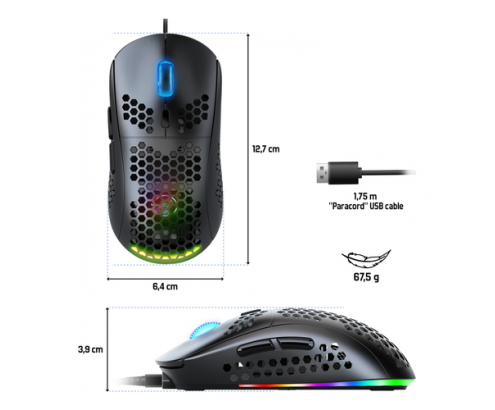 Spirit of Gamer PRO-M4 DARK ratón Juego mano derecha USB tipo A Óptico 12800 DPI