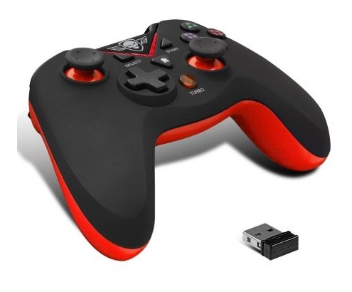 SPIRIT OF GAMER XGP GAMEPAD INALAMBRICO 2.4GHZ VIBRACION RECEPTOR NANO PC PS3 NEGRO ROJO SOG-RFXGP