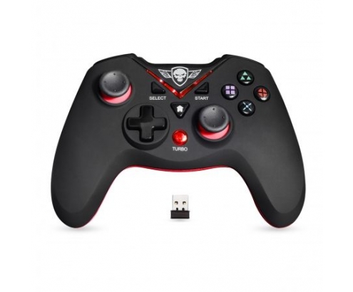 SPIRIT OF GAMER XGP GAMEPAD INALAMBRICO 2.4GHZ VIBRACION RECEPTOR NANO PC PS3 NEGRO ROJO SOG-RFXGP